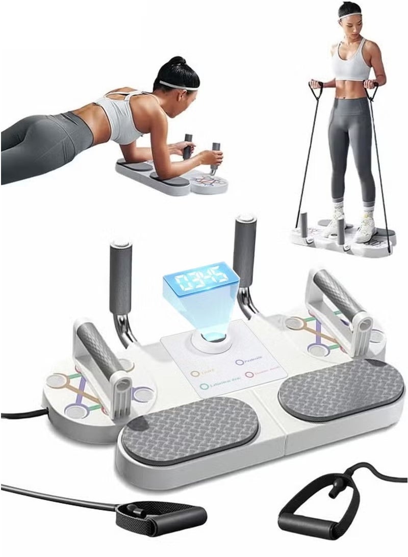 Beauenty Portable Home Gym Equipment, Multifunction Push Up Board with Automatic Count and Automatic Timing Support with Resistance Bands for Chest, Tricep, Back, Abdominal Workout - Image 1