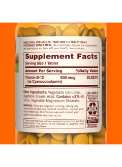 Sundown Naturals Vitamin B12 500 Mcg Tablets 200 Count  - Image 4