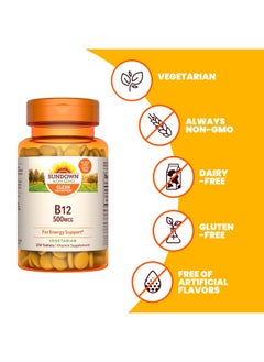 Sundown Naturals Vitamin B12 500 Mcg Tablets 200 Count  - Image 5