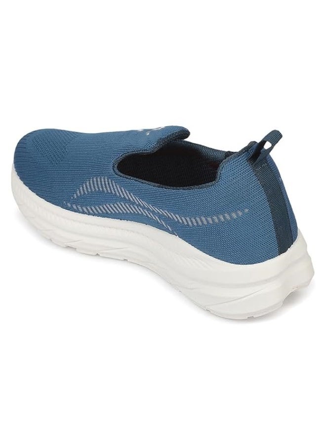 Liberty Force 10 RUNSTEP-E Teal Blue Sports Non Lacing Walking Shoes for Mens - Image 3