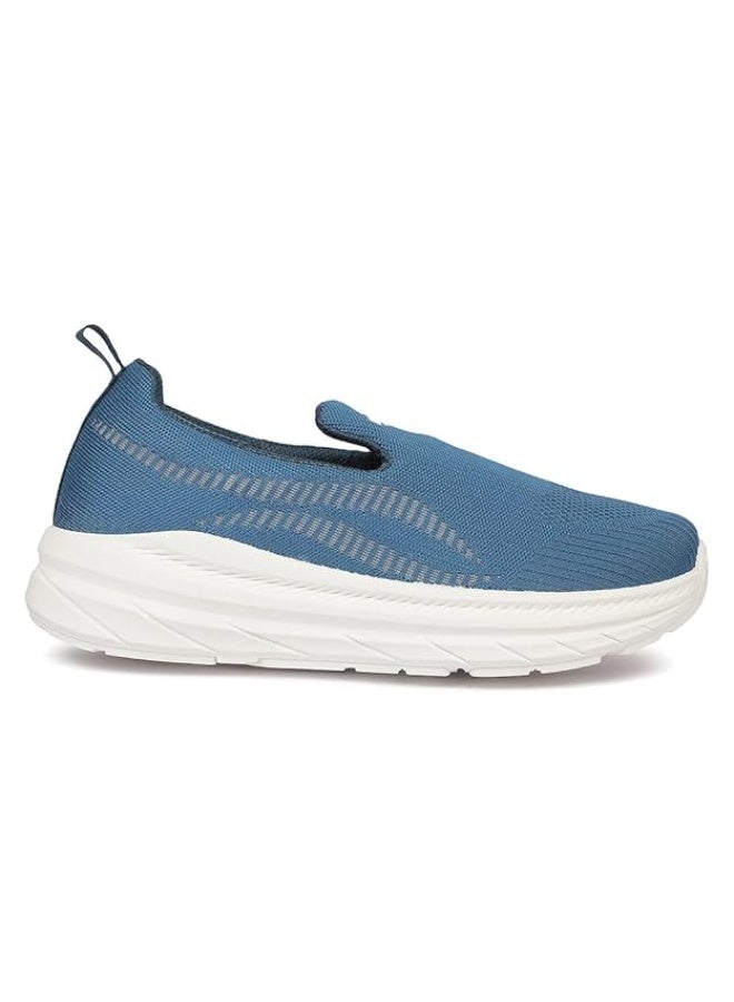 Liberty Force 10 RUNSTEP-E Teal Blue Sports Non Lacing Walking Shoes for Mens - Image 4