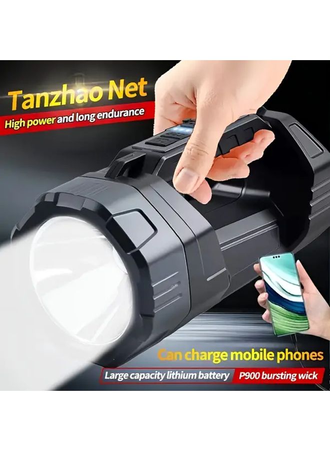 Solar Powered Flashlight USB Rechargeable 3 Modes Black Portable Camping Emergency Light - Image 1