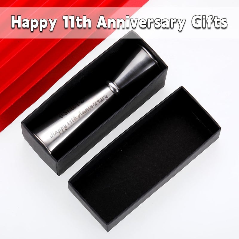 Vanlovemac 11 Year Anniversary Steel Gifts for Him Her 11 Year Wedding Anniversary Steel Gifts for Women Men Couple Steel Jigger 2 OZ 1 OZ for 11th Anniversary Cocktail Jigger Present for Husband Wife Boyfriend - Image 4