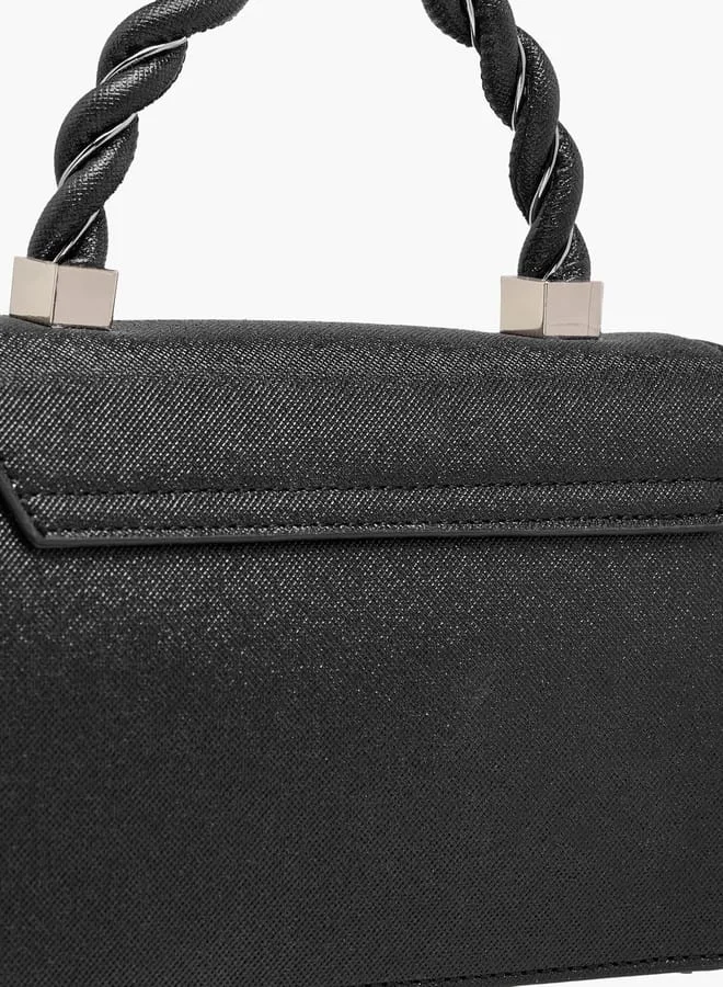 Flora Bella By Shoexpress Women's Textured Satchel Bag with Handle and Chain Strap