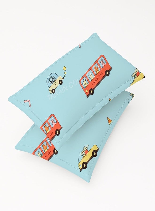 TARAIN COLLECTION Cotton 210Tc Elastic Fitted Single Bedsheets with 1 Pillow Covers (Sky Blue Kids) - Image 3