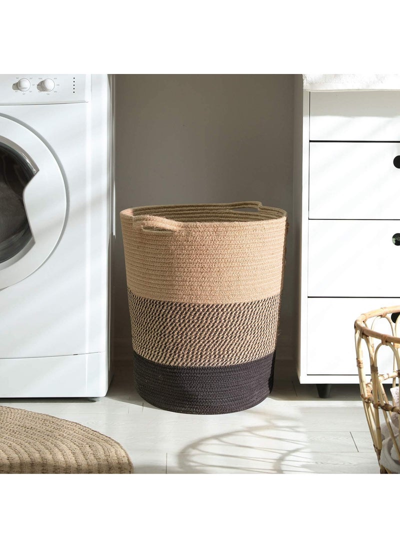 ALBY ALBY Laundry Basket Large Laundry Hamper Woven Baskets for Storage 178 x 158 x 138 Wicker Laundry Basket for Living Room Dirty Clothes Basket Baby Hamper for Nursery Black Jute  - Image 3