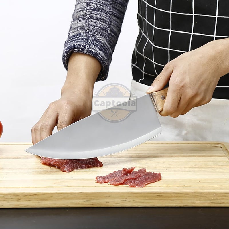Captoola سكين كابتولا للمطبخ مع عصا شحذ سكين لحم حادة للغاية من الفولاذ المقاوم للصدأ عالي الكربون مع شفرة مطروقة لتقطيع اللحم وتقطيع الخضار - عبوة من 3 - Image 5