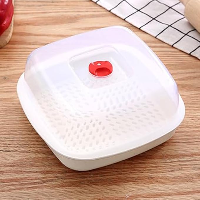 سلة طهي بالبخار من الدرجة الغذائية في الميكروويف، وعاء طهي بالبخار مع غطاء للخضراوات والكعك والأرز واليخنات والخضراوات والأسماك وأطعمة الأطفال والعشاء - Image 4