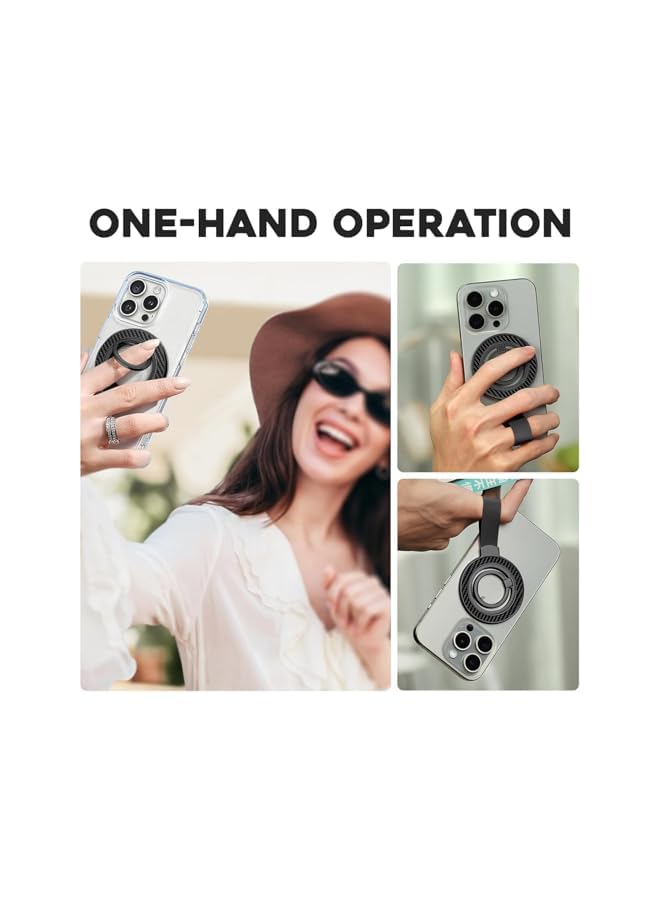 Green Tiger Magnetic Phone Ring Holder, Double-Sided MagSafe Compatible, 360° Rotation, 110° Flip Stand,Fit for iPhone 15/14/13/12/11 Series, Samsung Galaxy, Black - Image 4