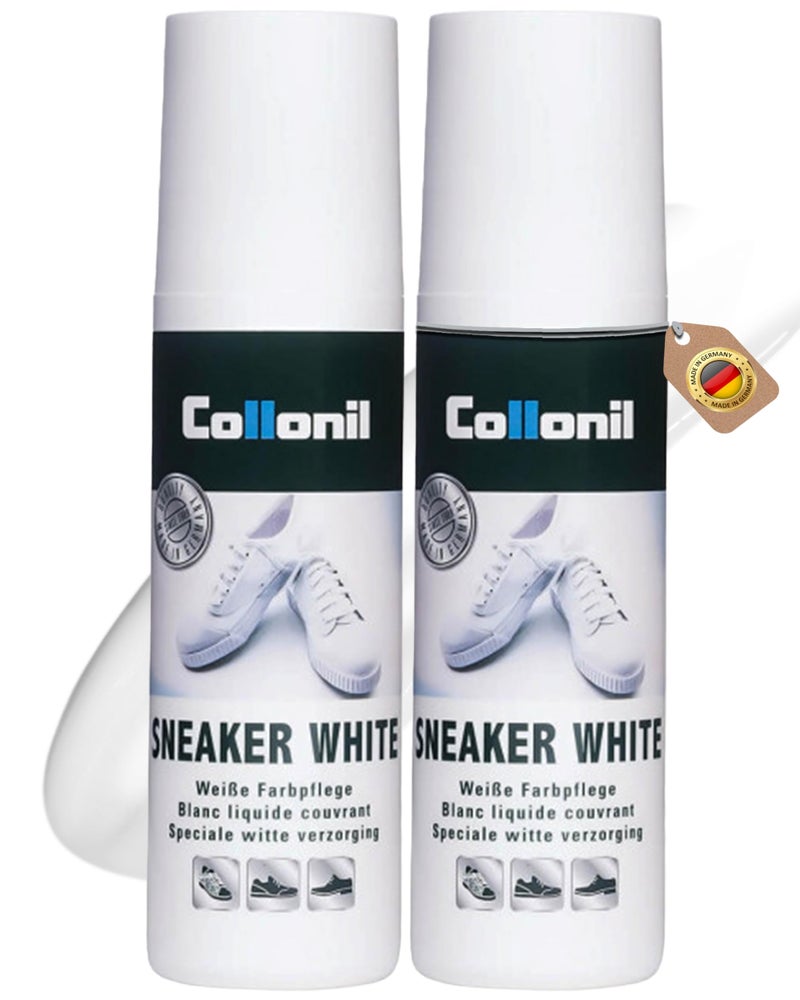 Collonil Sneaker White | Shoe Whitener for Canvas, Leather & Mesh | Liquid Cream | Built in Sponge | Leather Protect | Sneaker Care | 2x 3.38 Fl Oz. - Image 1