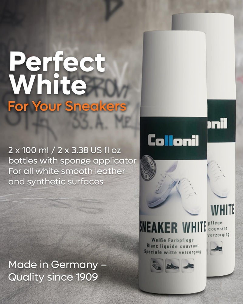 Collonil Sneaker White | Shoe Whitener for Canvas, Leather & Mesh | Liquid Cream | Built in Sponge | Leather Protect | Sneaker Care | 2x 3.38 Fl Oz. - Image 2