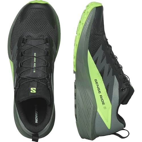 Salomon Men’s Sense Ride 5 Trail Running Shoes - Black/Laurel Wreath/Green Gecko - 10.5 - Image 5