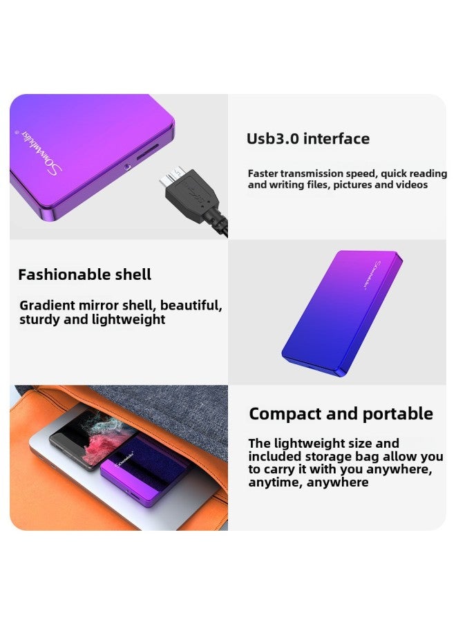 Direct Supply Of High-speed Mobile Hard Disk 1t External 500G Data Storage 320g Computer Usb3.0 Mobile Hard Disk-Capacity:250GB-Interface:(dreamer-gradient Blue And Green) Usb3.0 Leather Bag Packaging - Image 2