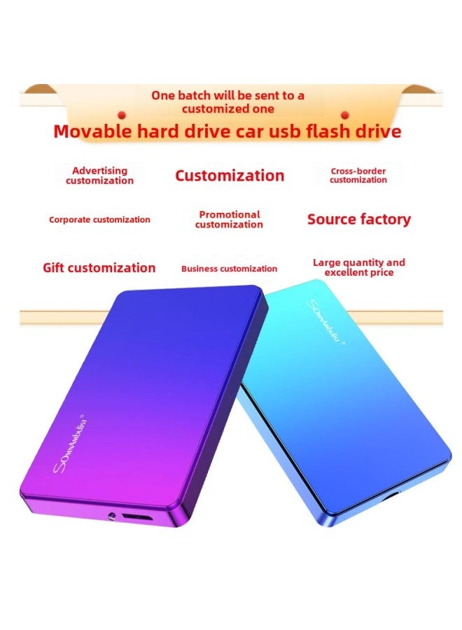 Direct Supply Of High-speed Mobile Hard Disk 1t External 500G Data Storage 320g Computer Usb3.0 Mobile Hard Disk-Capacity:250GB-Interface:(dreamer-gradient Blue And Green) Usb3.0 Leather Bag Packaging - Image 1