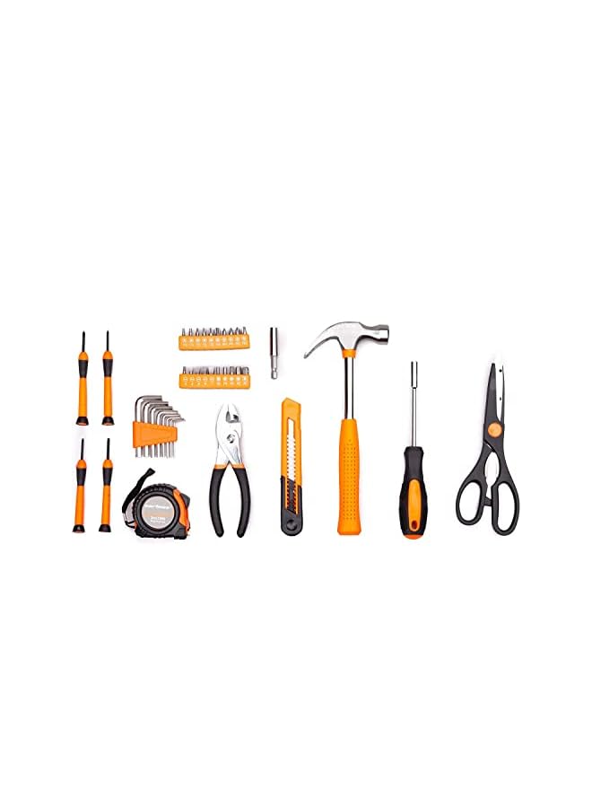vesus Orange 39-Piece Tool Set - General Household Hand Tool Kit with Plastic Toolbox Storage Case - Image 3