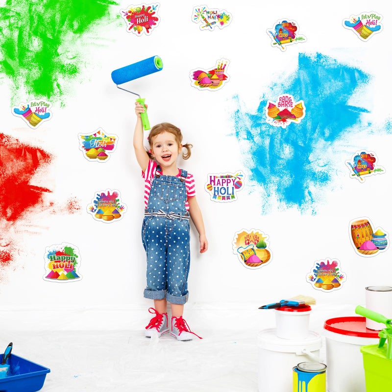 Sayglossy 60 Pcs Holi Classroom Bulletin Board Decorations Happy Holi Cutouts Holi Festival Decorations Indian Festival DIY Festival of Colors for Holi Party Supplies Home Classroom Office Decorations - Image 5
