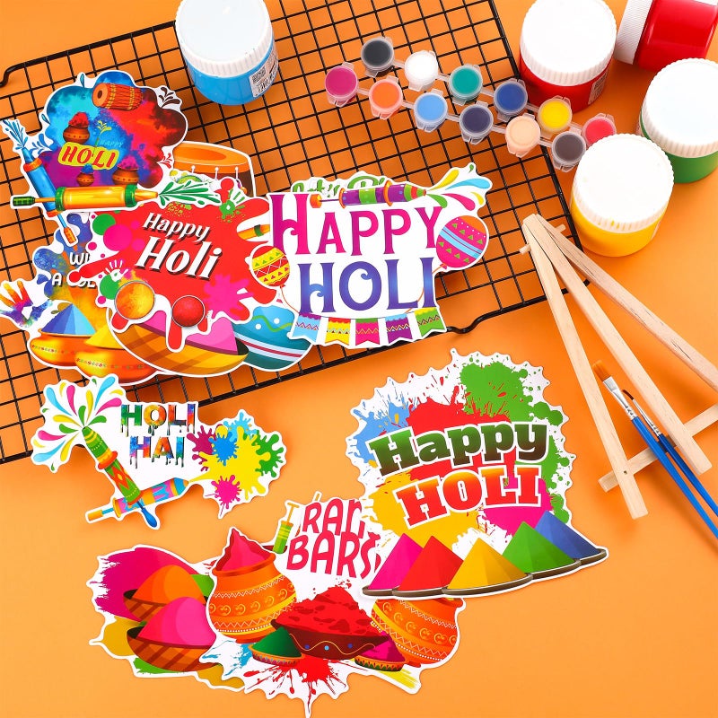 Sayglossy 60 Pcs Holi Classroom Bulletin Board Decorations Happy Holi Cutouts Holi Festival Decorations Indian Festival DIY Festival of Colors for Holi Party Supplies Home Classroom Office Decorations - Image 3