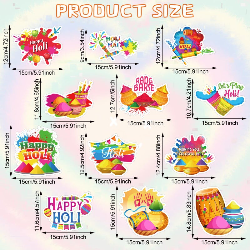 Sayglossy 60 Pcs Holi Classroom Bulletin Board Decorations Happy Holi Cutouts Holi Festival Decorations Indian Festival DIY Festival of Colors for Holi Party Supplies Home Classroom Office Decorations - Image 2