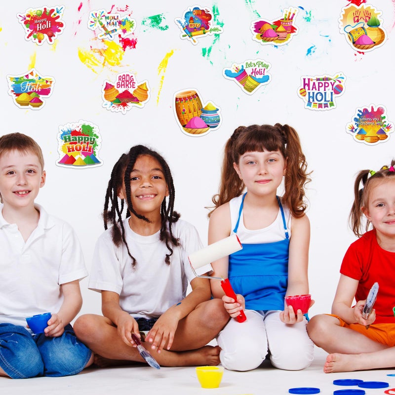 Sayglossy 60 Pcs Holi Classroom Bulletin Board Decorations Happy Holi Cutouts Holi Festival Decorations Indian Festival DIY Festival of Colors for Holi Party Supplies Home Classroom Office Decorations - Image 4