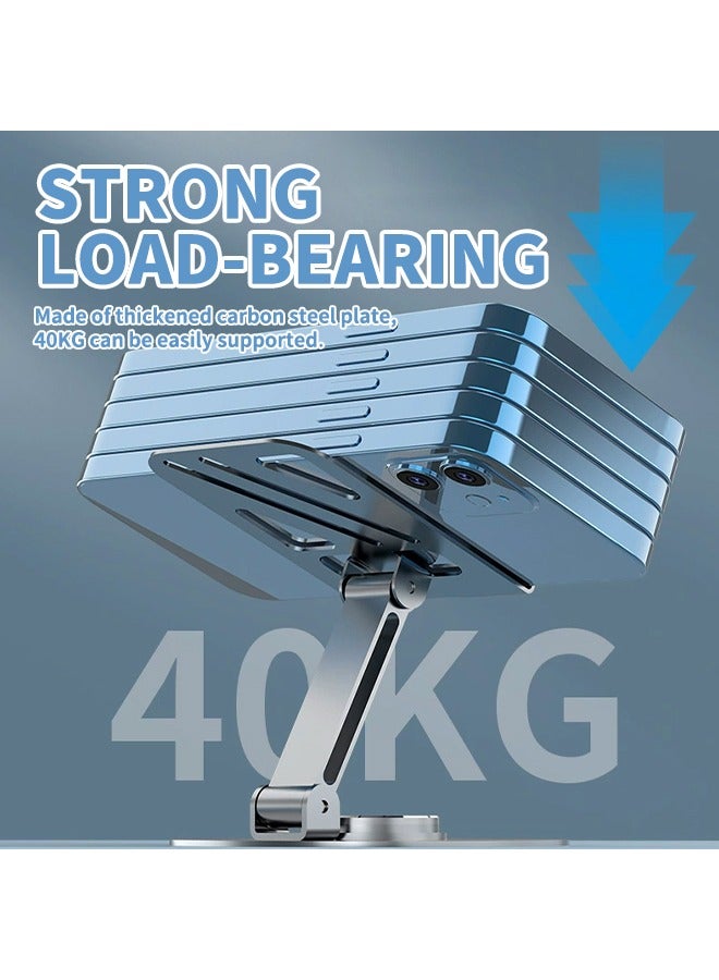 360° Desktop Cooling Phone Stand Metal Phone Holder with Non-slip Base Height Adjustment Foldable Portable Mount Compatible with All Phone Models - Image 5