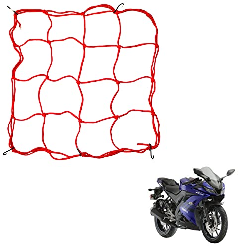 Asryd Universal Bungee Cargo Luggage Net Holder for Bike and Motorcycle - Strong and Elastic 30 x 30cm Mesh Rope Straps for Holding Bags, Helmet or Box for Bike Yamaha YZF R15 V3 (1.Pcs), Multicolor - Image 1