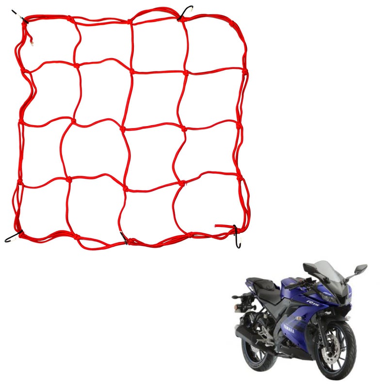 Asryd Universal Bungee Cargo Luggage Net Holder for Bike and Motorcycle - Strong and Elastic 30 x 30cm Mesh Rope Straps for Holding Bags, Helmet or Box for Bike Yamaha YZF R15 V3 (1.Pcs), Multicolor - Image 3