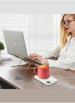 CATANES Coffee Mug Warmer, Electric Cup Heater with LCD Display, Digital Temperature 55-75°C Adjustable, USB-Powered, ABS Material - White  - Image 4