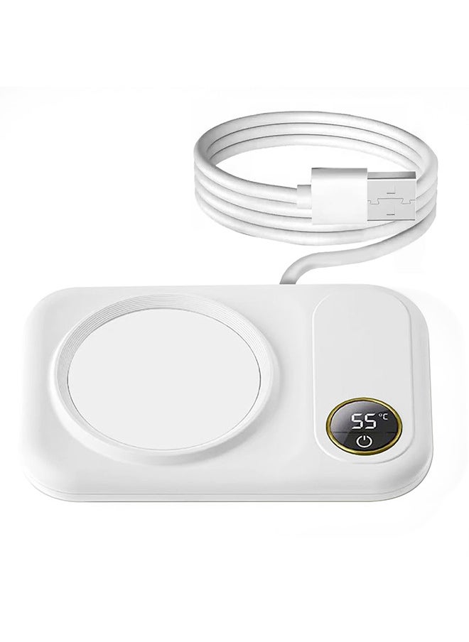 CATANES Coffee Mug Warmer, Electric Cup Heater with LCD Display, Digital Temperature 55-75°C Adjustable, USB-Powered, ABS Material - White  - Image 5