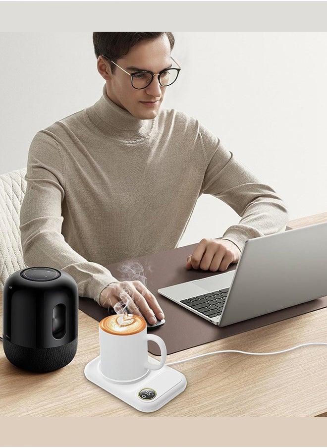 CATANES Coffee Mug Warmer, Electric Cup Heater with LCD Display, Digital Temperature 55-75°C Adjustable, USB-Powered, ABS Material - White  - Image 3
