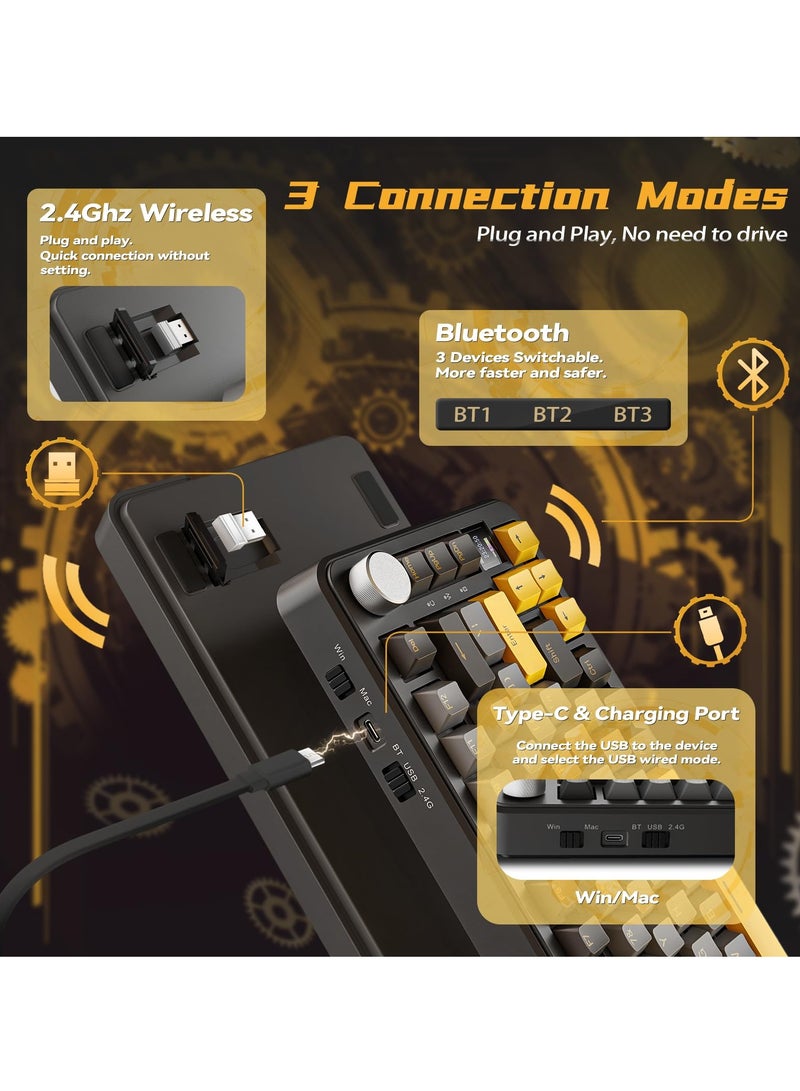 لوحة مفاتيح ميكانيكية للألعاب X85Pro بثلاثة أوضاع RGB وبلوتوث لاسلكي مخصصة ساخنة مع شاشة عرض للمكتب - Image 4