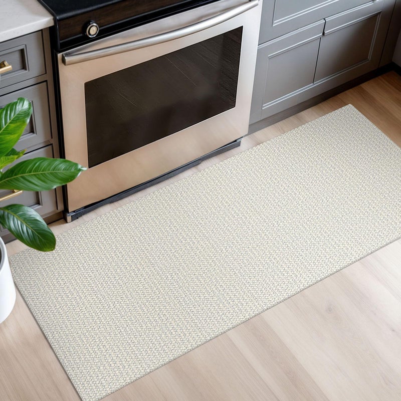 EARTHALL Woven Runner Rug 2x5 Ft Washable Runners for Hallways Cotton Rubber Backed Kitchen Runner Braided Indoor Floor Carpet Runners for Entryway, Hallway, Kitchen, Bedroom, Cream/Grayish - Image 5