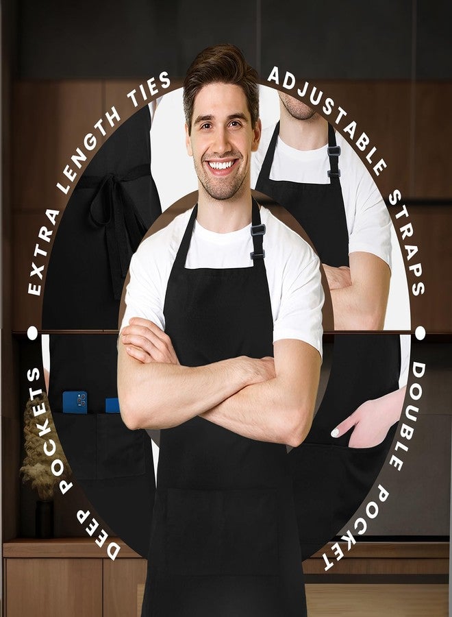 Avalon Kitchen Adjustable Bib Apron 100% Polyester Kitchen Aprons Waterdrop Resistant Aprons with Adjustable Strap, Pockets & Long Ties - Image 4
