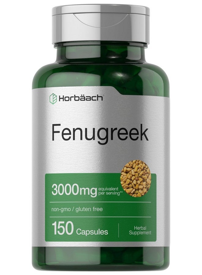 Horbäach Fenugreek Capsules 3000 mg | 150 Count | Non-GMO & Gluten Free Extract | Fenugreek Seeds - Image 1