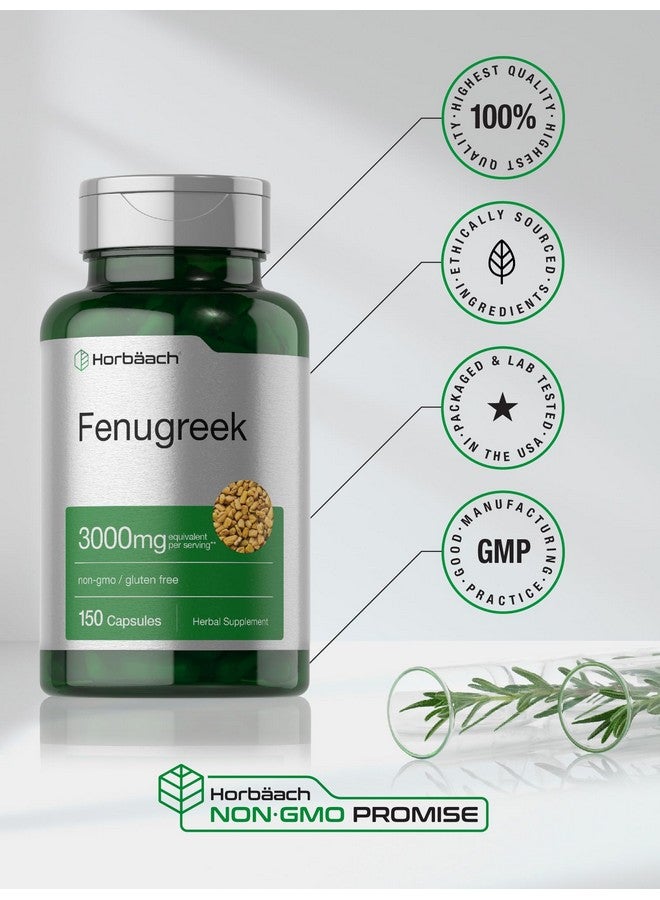 Horbäach Fenugreek Capsules 3000 mg | 150 Count | Non-GMO & Gluten Free Extract | Fenugreek Seeds - Image 5