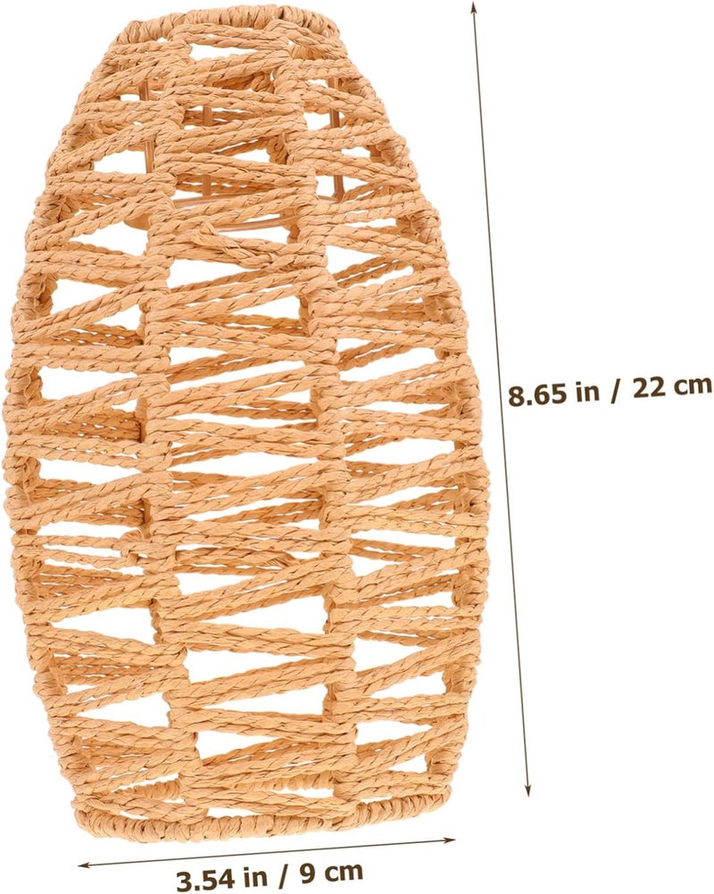 klarako 3pcs Restaurant Room A Light Decorative House Khaki Household Cover Paper Woven Home Imitation Dome for Retro Handwoven Faux Chinese Living Bulb Rustic Style Shade Hanging - - Image 3