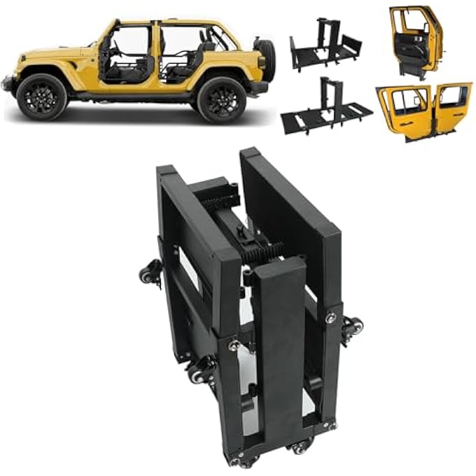 rayihni Sliding Door Storage Hanger Rack Transformable 2 Doors/4 Doors with Dust Cover Movable Car Door Holder Cart Compatible with 2007-2024 Wrangler JK JKU JL Gladiator - Image 2