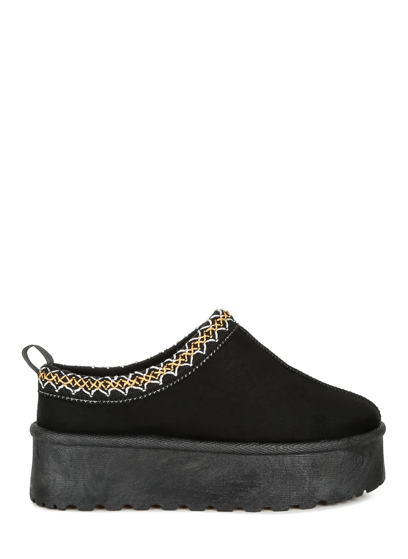 London Rag Embroidered Platform Classic Slip-On in Black