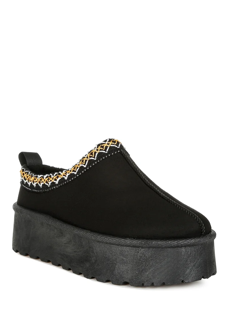 London Rag Embroidered Platform Classic Slip-On in Black