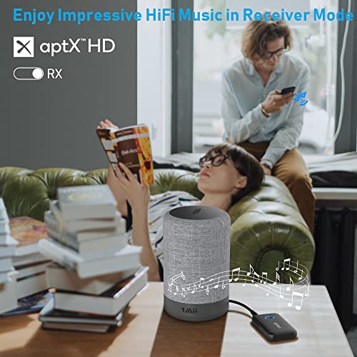 YMOO Bluetooth 5.3 Transmitter Receiver for TV/Airplane, Supports 2 Headphones/Speaker with AptX Adaptive & Low Latency, 3.5mm Jack Aux HiFi Stereo Wireless Audio Adapter for Flight, Travel, Planes - Image 3