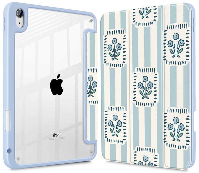 Mektron Case for 2025 iPad 11 inch (A16 Chip) 11th Gen Fit iPad 10th Gen10.9 inch 2022, Buit in Pencil Holder with Shockproof Cover Clear Shell + Trifold Stand, Patchwork Floral - Image 1