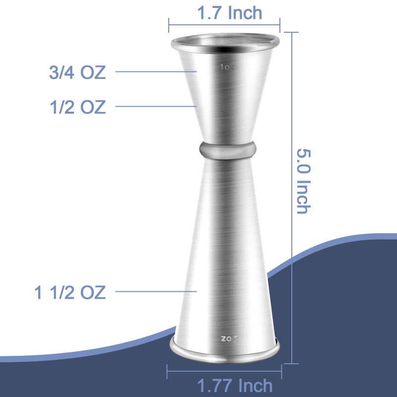 Briout Jigger For Bartending  Briout Double Cocktail Jigger Japanese Premium 304 Food Grade Stainless Steel Jigger 2 Oz 1 Oz With Measurements Inside  Silver - Image 3