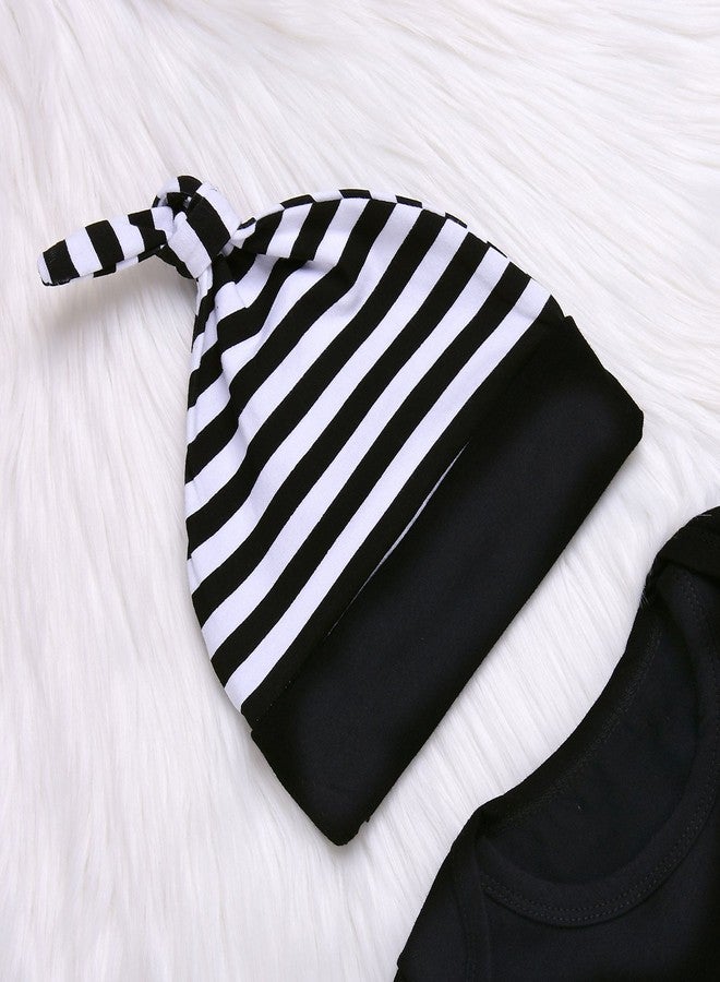 Besokuse Baby Unisex Worth The Wait Arrow Printed Romper Striped Pant Hat Outfit Clothes (Black, 3-6Months) - Image 4