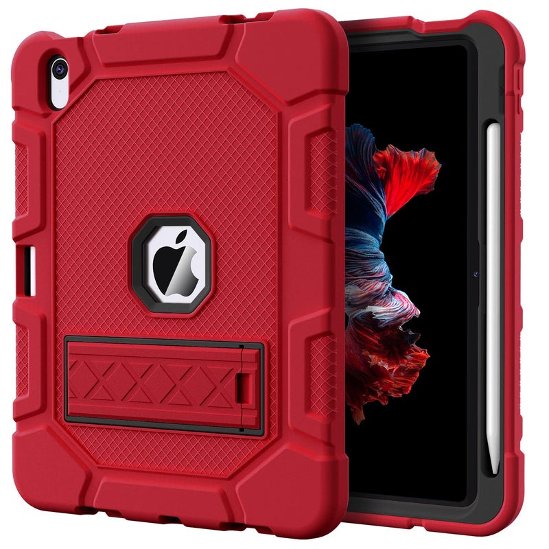 Azzsy Case for iPad A16 11th Generation 11 Inch 2025 iPad 10th Generation 109 Inch 2022 Builtin Pencil Holder Heavy Duty Shockproof Rugged Protective Case Red2
