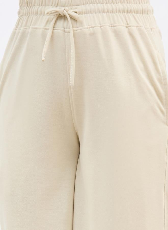 Styli Plain Wide Leg Joggers with Drawstring - Image 4