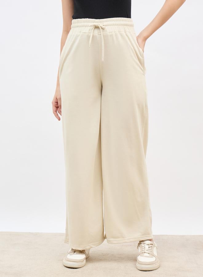 Styli Plain Wide Leg Joggers with Drawstring - Image 2