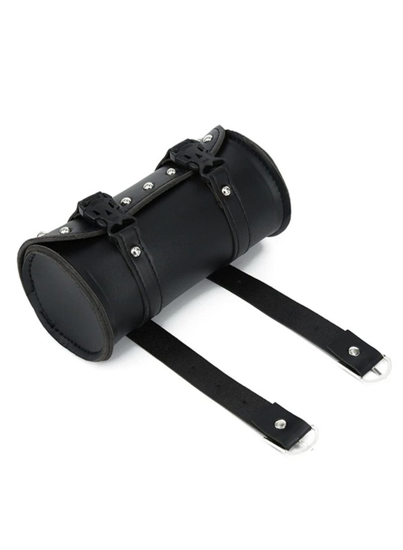 Vintage Motorcycle Saddle Bags PU Leather Motorbike Side Tool Tail Bag Luggage for Harley Davidson Universal Cruiser Chopper Bike Accessories Storage Black - Image 2