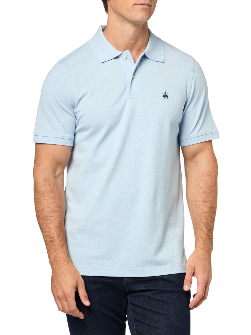 Brooks Brothers Mens KNT Supima Stretch Pique GF Polo SF Lt Blue HTHR