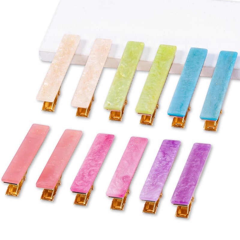 Cptots 12 PCS Acrylic Resin Alligator Barrettes For Women Small Cute Clips For Thick Thin Hair Fashion Decorative Accessories,Sparkling Multicolor - Image 1