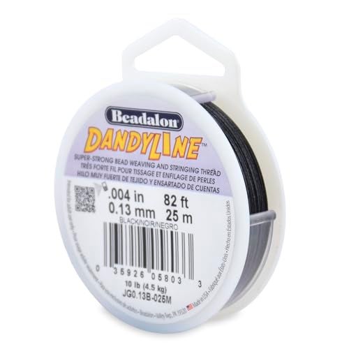 Beadalon Dandyline Bead Weaving & Stringing Thread, 0.13 mm / .004 in,Black, 25 m - Image 1