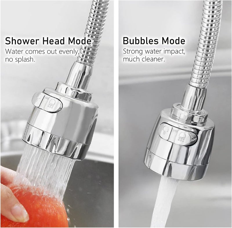 HomeAra 1 Pcs 360Rotatable Kitchen Faucet Filter Shower Head With Hose Connector Movable Tap Extension Replacement Sprayer Watersaving Sink Fuvaro Booster Nozzle For Kitchen Bathroom Sink - Image 3